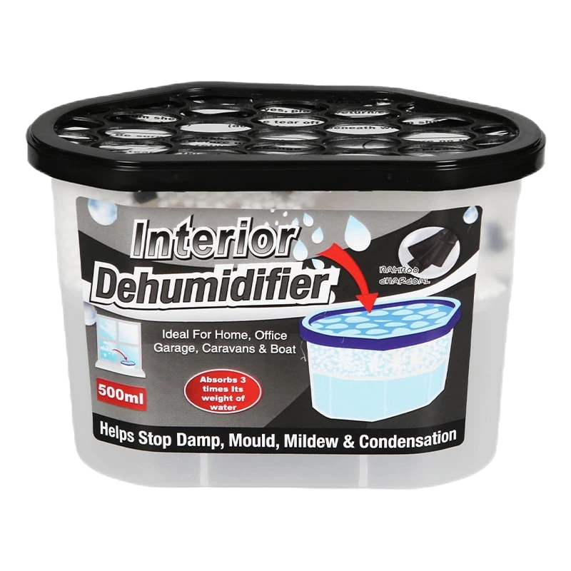 refrigerant vs desiccant dehumidifier comparison showing a desiccant humidity control product for enclosed storage spaces