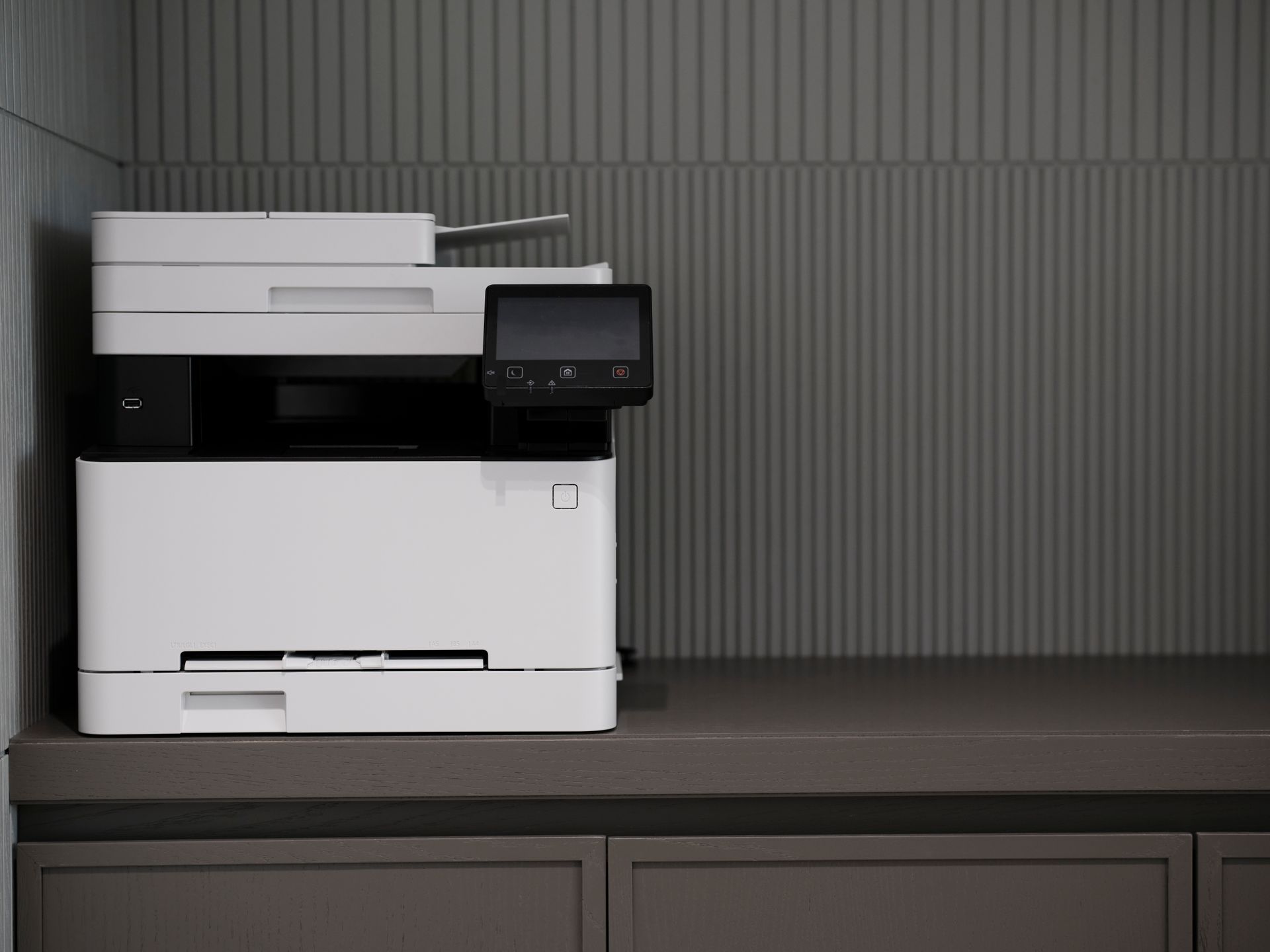 Bulk copy paper supply used with an office printer for regular document printing needs