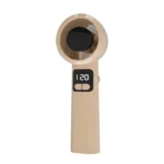 Brown portable handheld mini fan with 120-speed LED display
