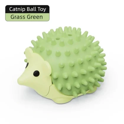 Grass green catnip ball self groomer toy for cats.