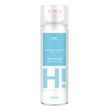 Footwear deodorising spray in 260ml aerosol can.