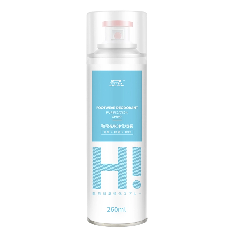 Footwear deodorising spray in 260ml aerosol can.