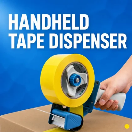 Handheld packing tape dispenser for sealing cartons and parcels