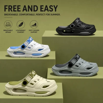 Lightweight EVA outdoor clogs in four colour options.