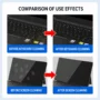 Before and after cleaning comparison on keyboard and screen surfaces