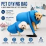 Blue pet drying bag with blower hose for dogs