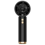 Black portable handheld mini fan with 100-speed LED display