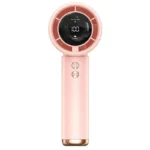 Pink portable handheld mini fan with 100-speed LED display