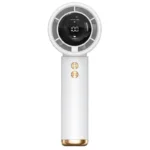 White portable handheld mini fan with 100-speed LED display