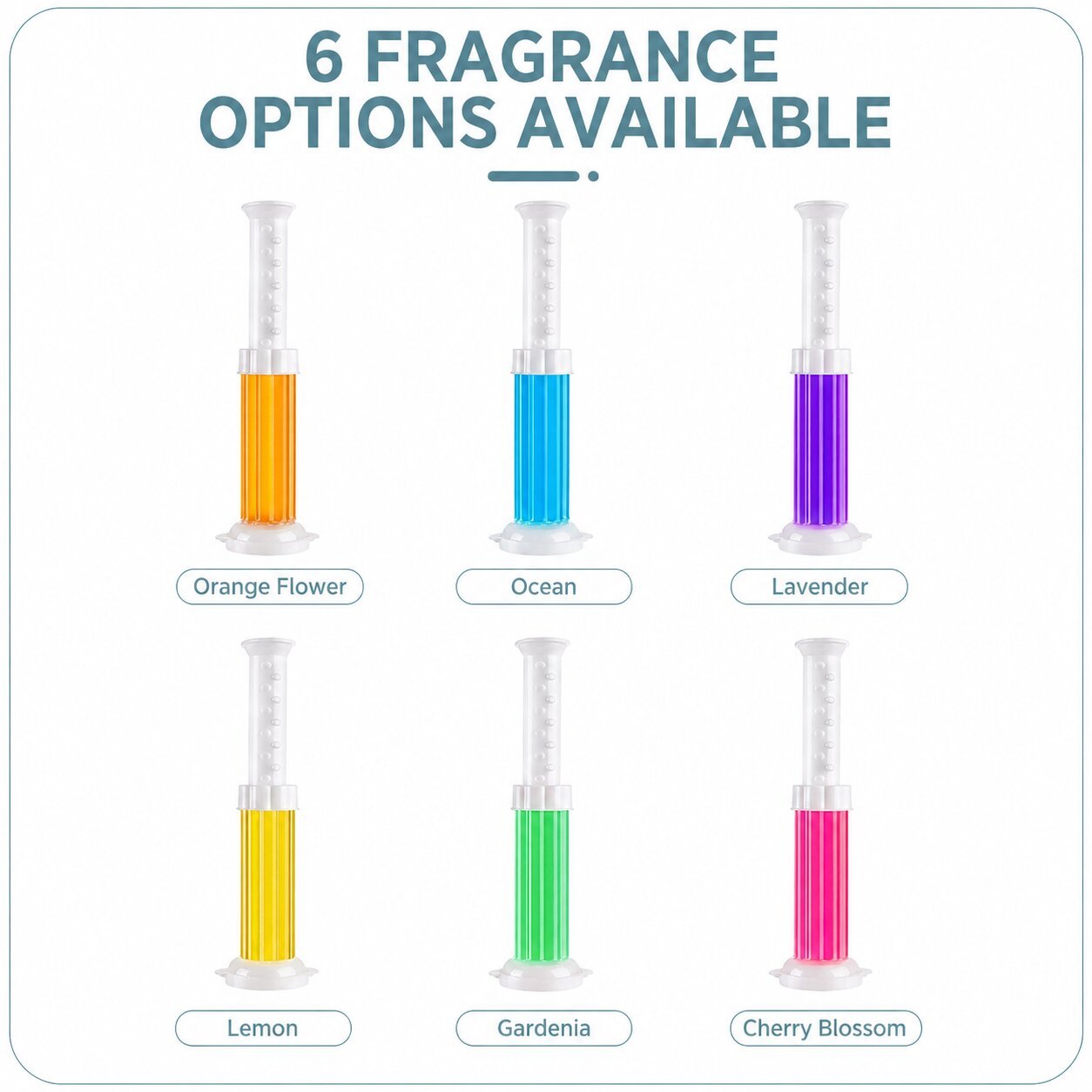 Toilet gel stamp freshener available in six fragrances