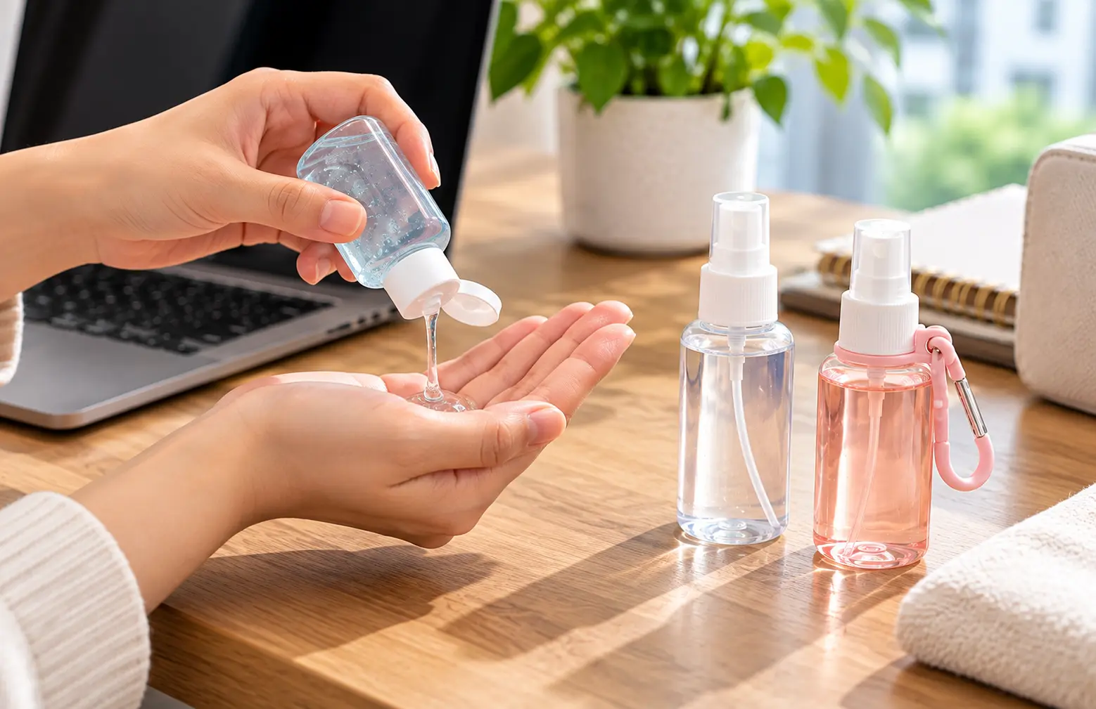 Small hand sanitiser gel and spray formats compared for portable everyday use.
