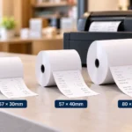Thermal paper roll sizes in 57 × 30mm, 57 × 40mm and 80 × 80mm for receipt printers