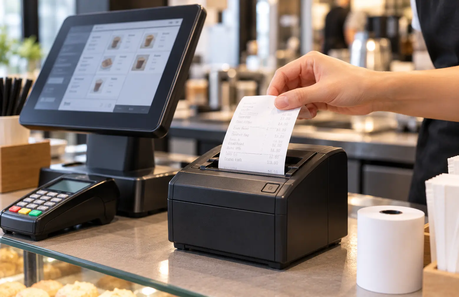 Thermal paper roll sizes used with compact and larger compatible receipt printers