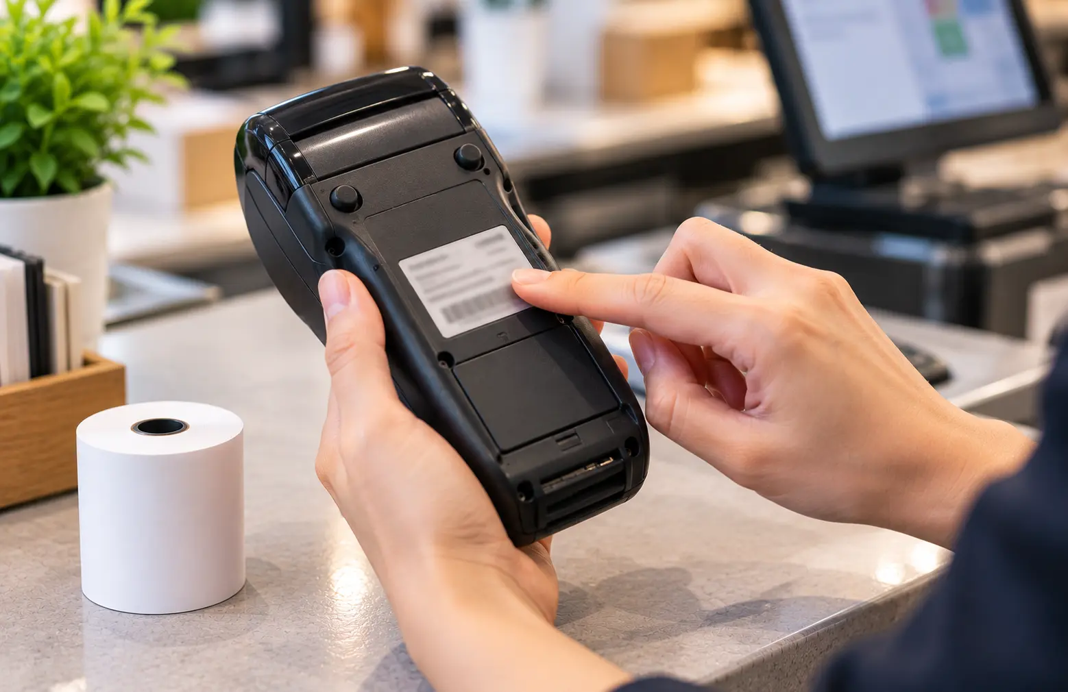 Thermal paper rolls for credit card machine selection by checking the payment terminal model